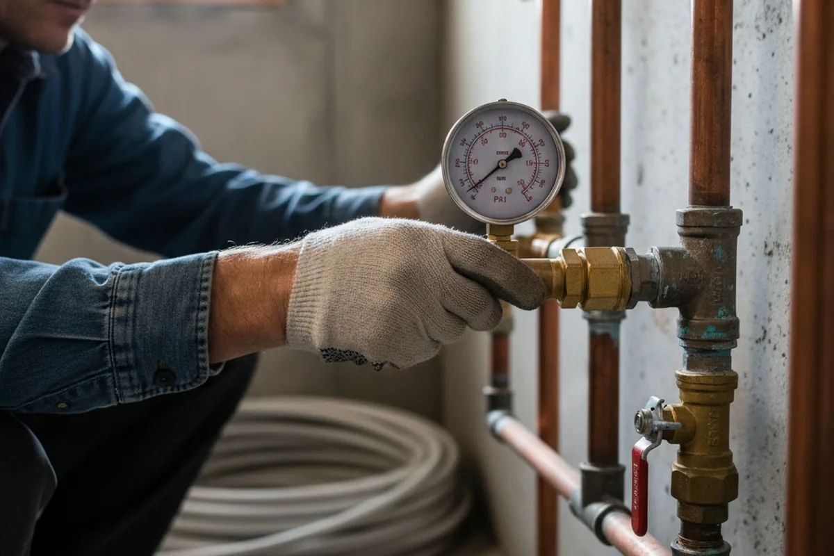 Pressure testing a repaired line during Water Line Repair in Rosston